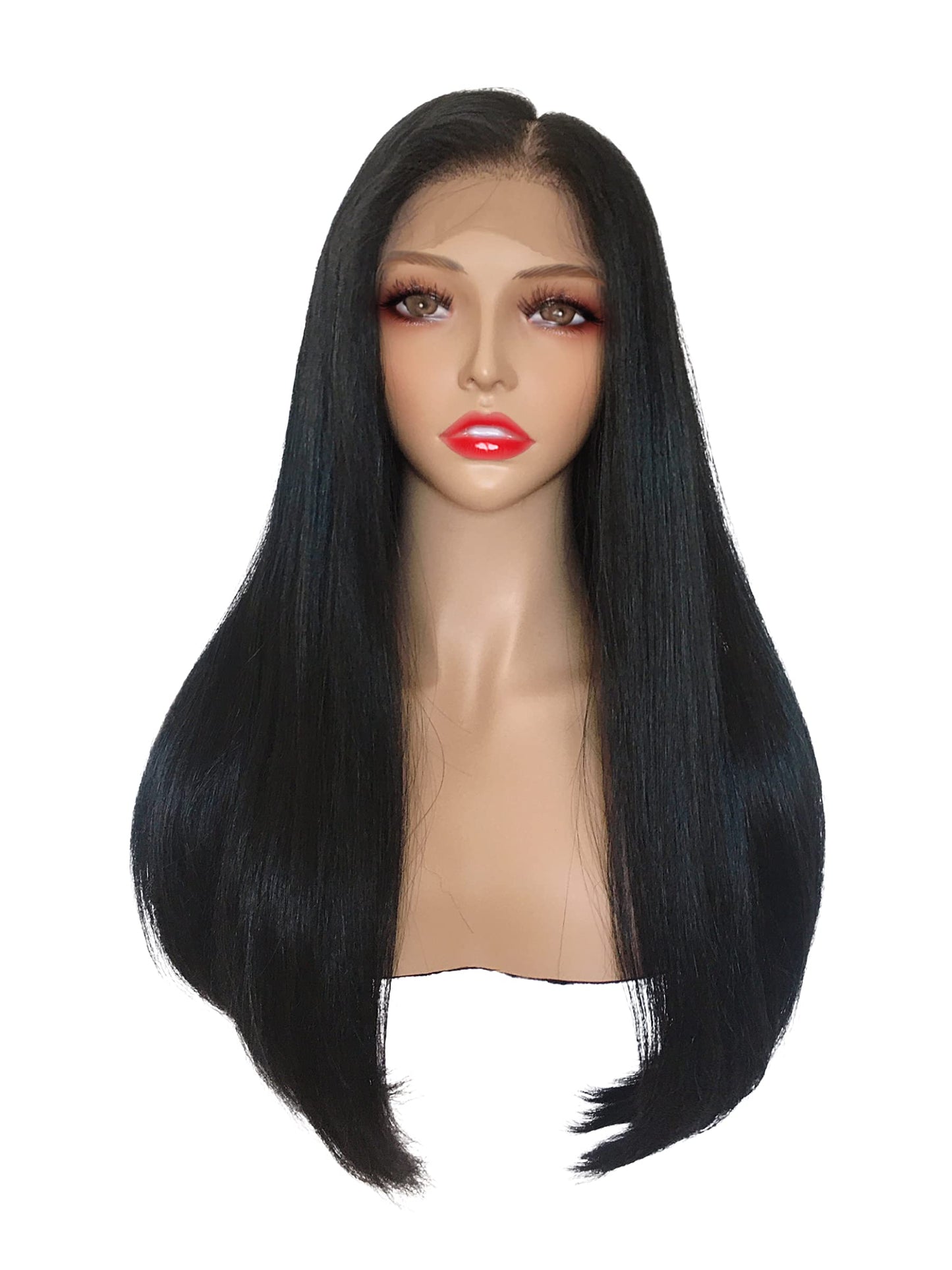 Joe Green 13x5" Free Part HD Lace Frontal Wig Synthetic Pre-Plucked Hair Straight (13x5 Natural Black Long Straight)