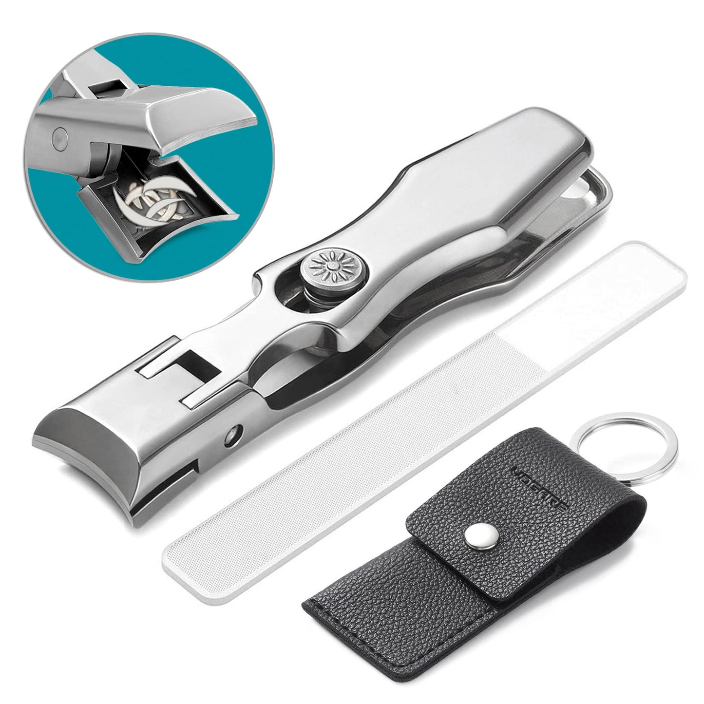 VOGARB Wide Jaw Opening Nail Clippers and 3pcs Long Handle Nail Clippers Combo, Large Heavy Duty for Toenail Fingernail for Men Women Adult Seniors