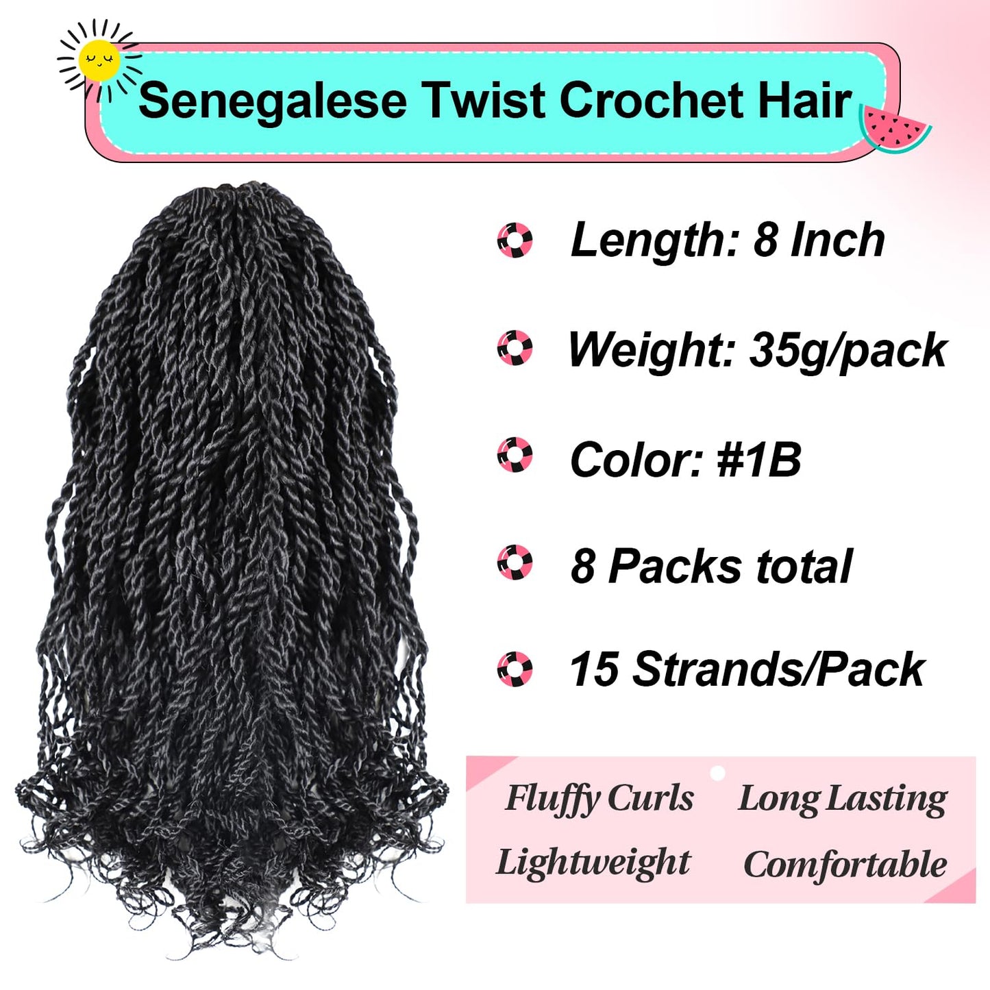 VIOLET Senegalese Twist Crochet Hair For Black Women 24 Inch Pretwisted Long Crochet Hair Pre Looped 30 Strands A Pack Crochet Braids For Black Women 9 Packs Small Crochet Twist Hair (24 Inch,1B)