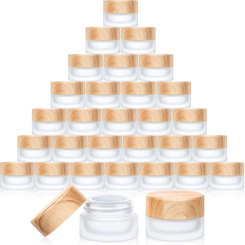 Glass Cosmetic Containers - 30 Empty Sample Jars with Leak-Proof Lids for Lotion & Cream | 30 Gram