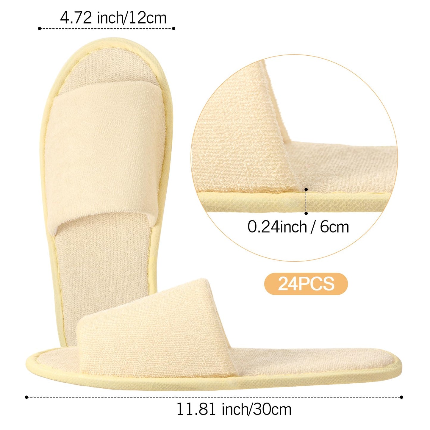 Geyoga 24 Pairs Spa Disposable Slippers Open Toe Non Slip Slippers for Women Men Guests Hotels Home Party Housewarming(Black, White, Khaki, Light Gray,L)