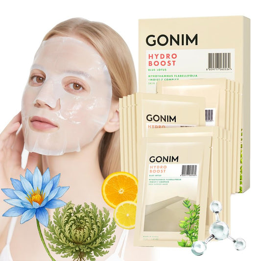 GONIM Korean Face Mask, Hydrating Sheet Mask with Hyaluronic Acid Serum