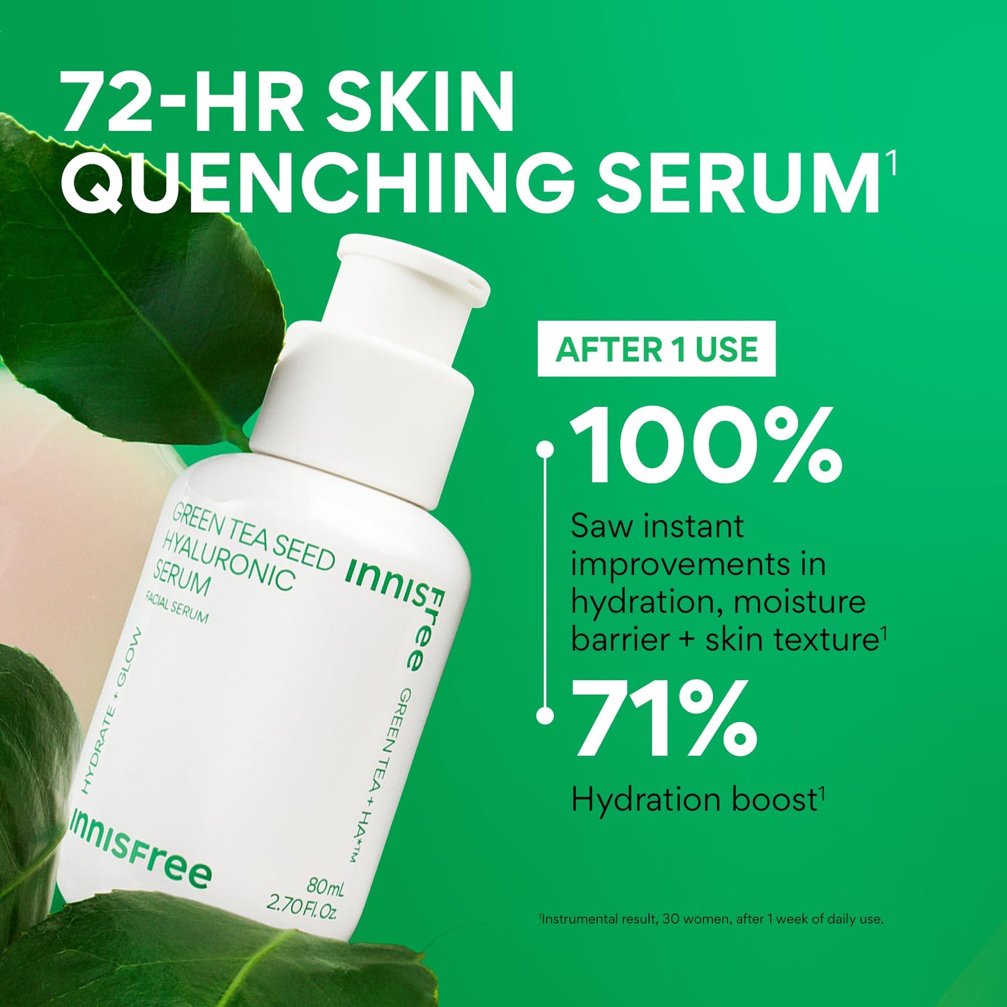 innisfree Green Tea Seed Hydrating Serum Refill with Hyaluronic Acid & Niacinamide, Korean Face Serum for Glow
