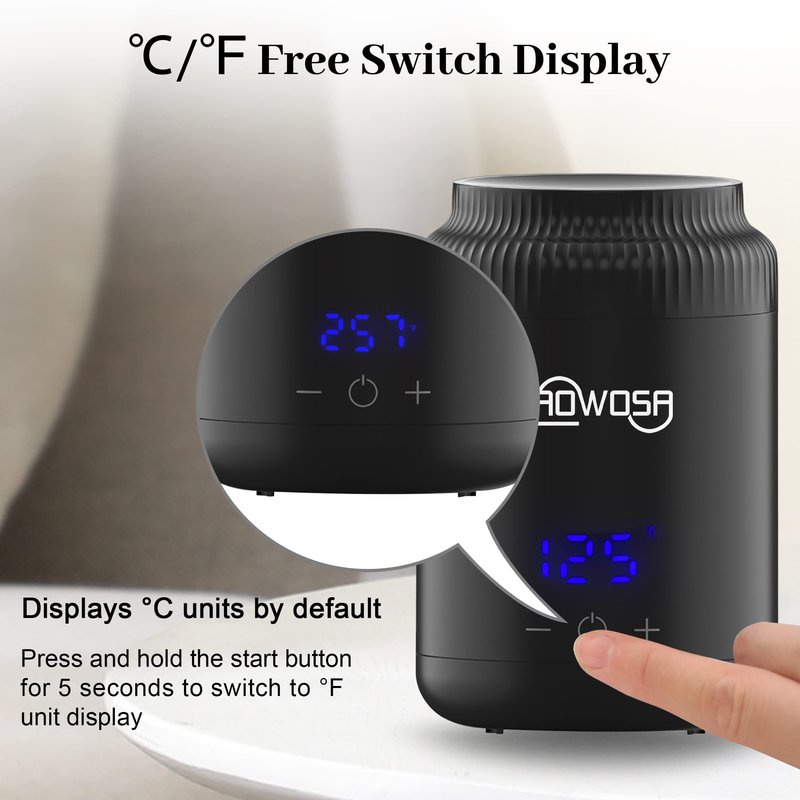 Mini Wax Pot Warmer for Hair Removal, Professional Portable Digital Wax Heater Machine for Facial Body SPA Salon, with 200ml Non-stick Pot, ℃/℉ Switchable Display, 100 Brow Sticks