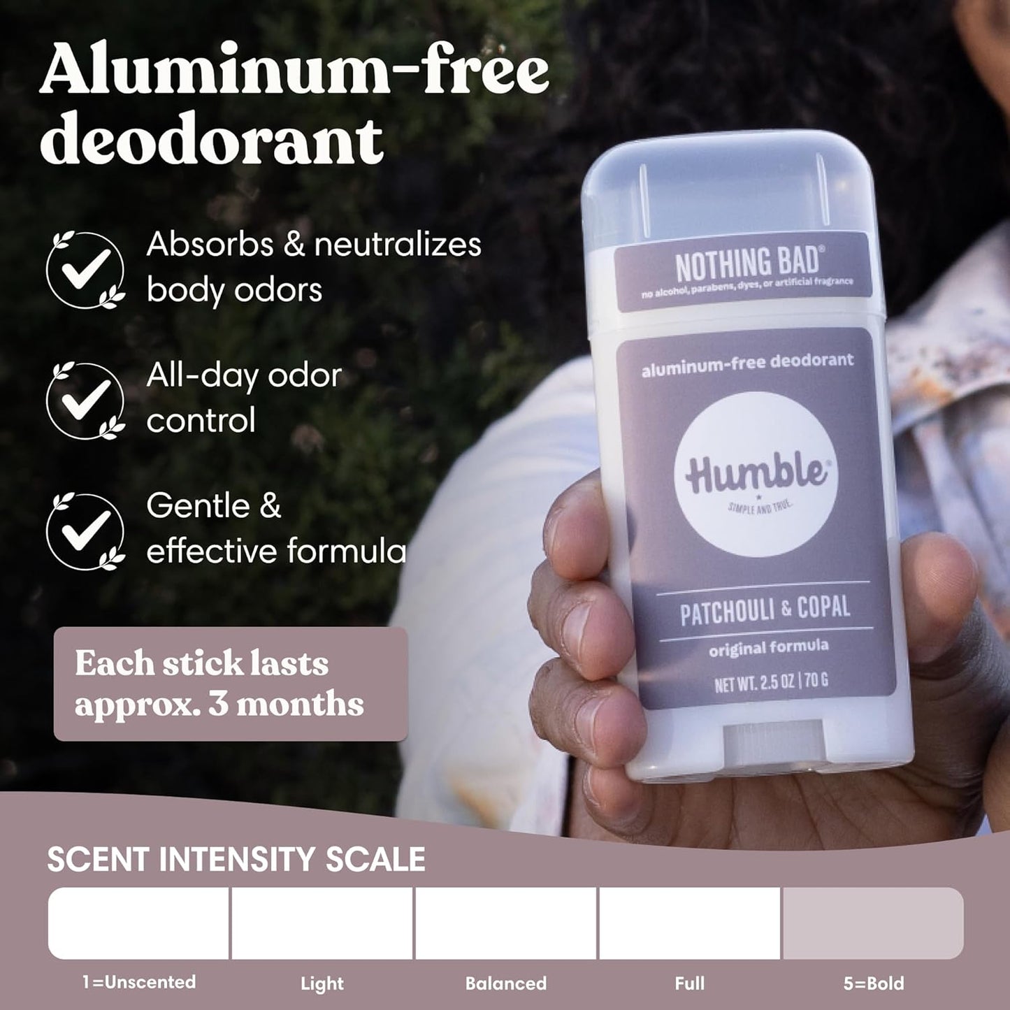 Aluminum-Free Deodorant Stick for Women & Men | Patchouli & Copal - Natural Essential Oils for Long-Lasting Odor Control - 3 Pack