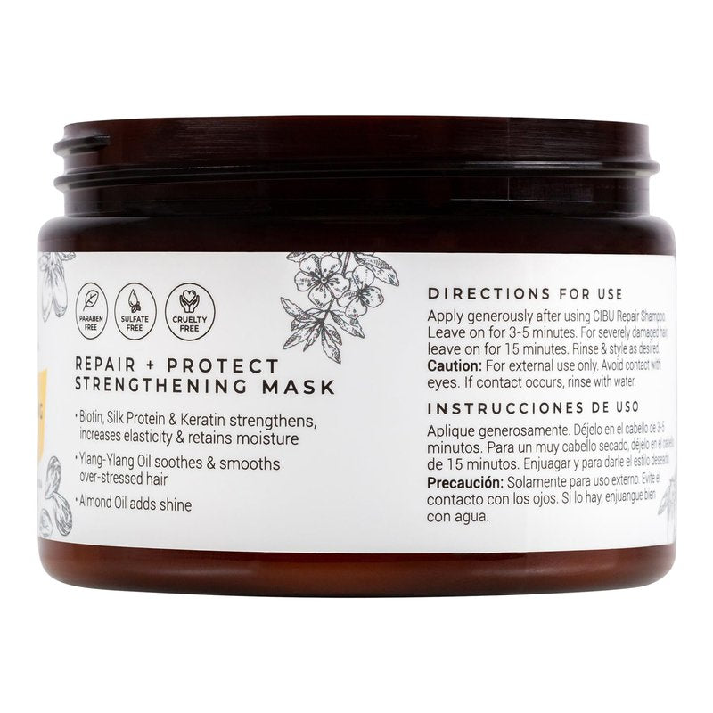 CIBU Repair Strengthening Mask - Hydrating for Damaged Hair - Keratin and Almond Moisture Hair Mask - 12oz