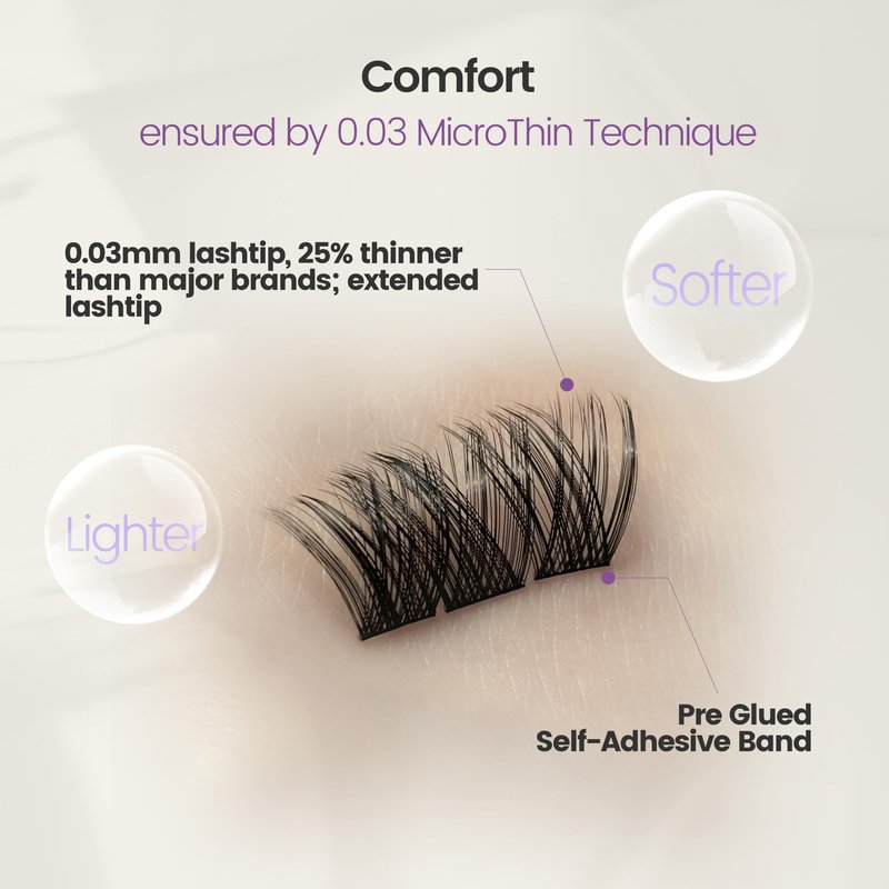 Press-On No Glue Needed Lash Clusters 72Pcs丨Self Adhesive Eyelashes 10-16mm丨Wispy Cateye Look丨Reusable & No Residue丨Beginner Friendly Extension Kit by GlamReal