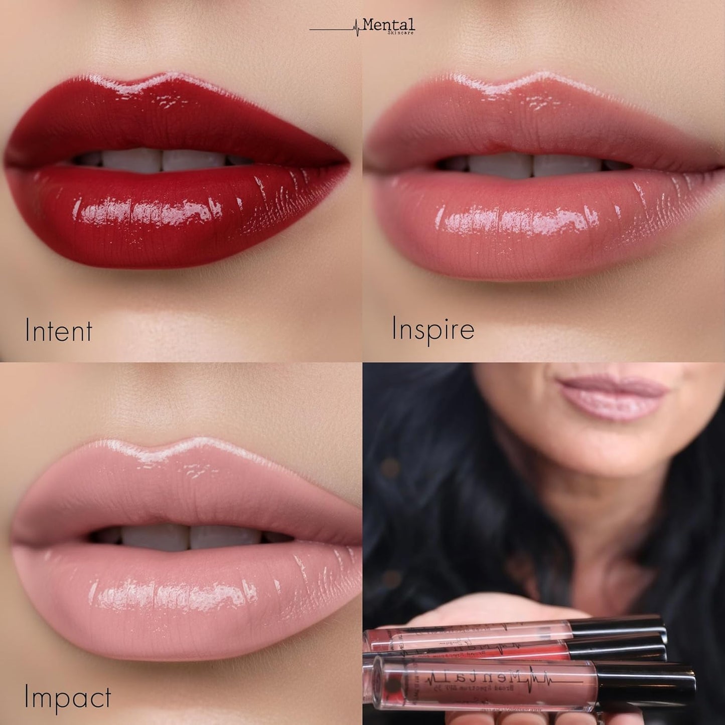 Mental Skincare Hydrating Nude Pink Tinted Lip Gloss – Weightless Formula with Soft Luminous Finish & High Color Payoff - Non-Sticky Lip gloss for Women for Long-Wear & Buildable Pigment – 0.11 Fl Oz.