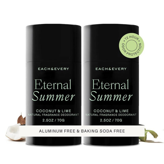 Aluminum-Free Deodorant for Women & Men | Natural Coconut & Lime Scent, 72-Hr Odor Protection, Non-Toxic, EWG Verified - 2 Pack, 2.5oz