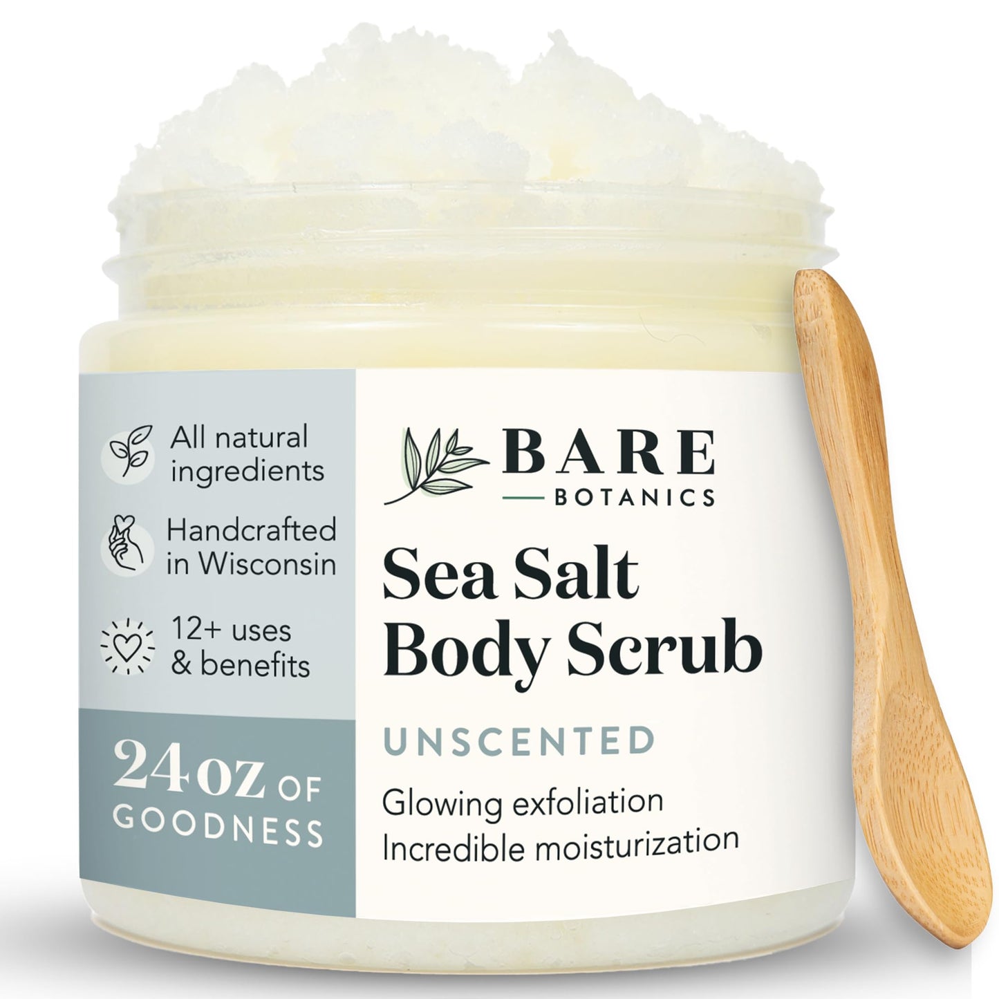 Bare Botanics Palm Dry Brush + Unscented Body Salt Scrub