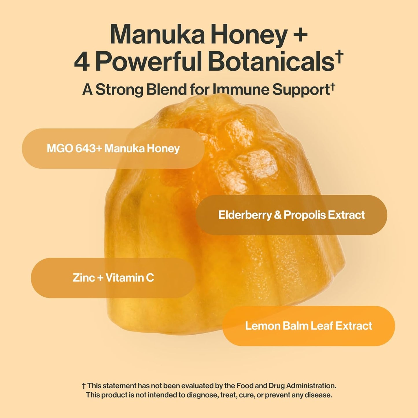 Manuka Honey Gummies - Medical Grade MGO 643+ with Zinc, Vitamin C & Elderberry | Immune Support for Kids & Adults