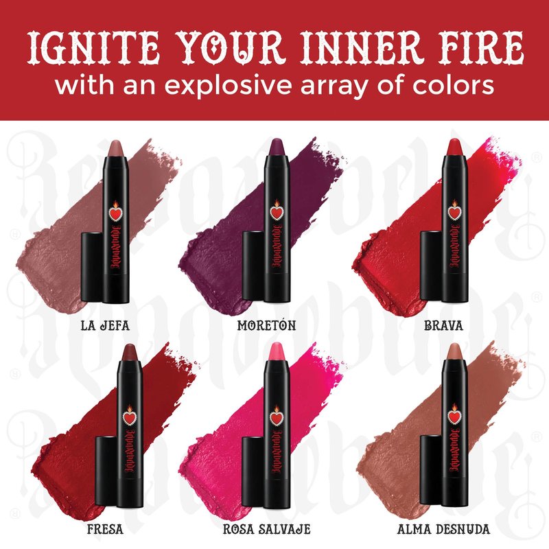 Reina Rebelde Fresa Bold Lip Color Stick High Pigmentation Deep Berry Red Lipstick/Moisturizing Full-Coverage with Satin Finish/High Density/Vegan & Cruelty, Paraben, Phthalate-Free