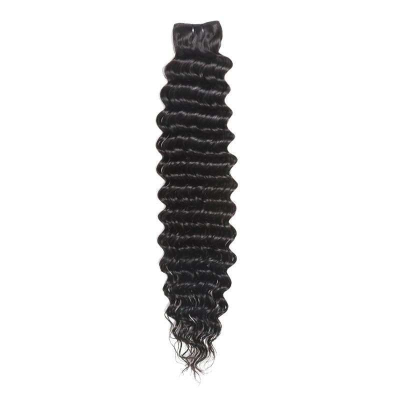 Fdola 18 Inch Deep Wave Curly Bundles, 100% Unprocessed Brazilian Virgin Human Hair, Natural Black Color, Sew-In Installation, 18 Inch Length