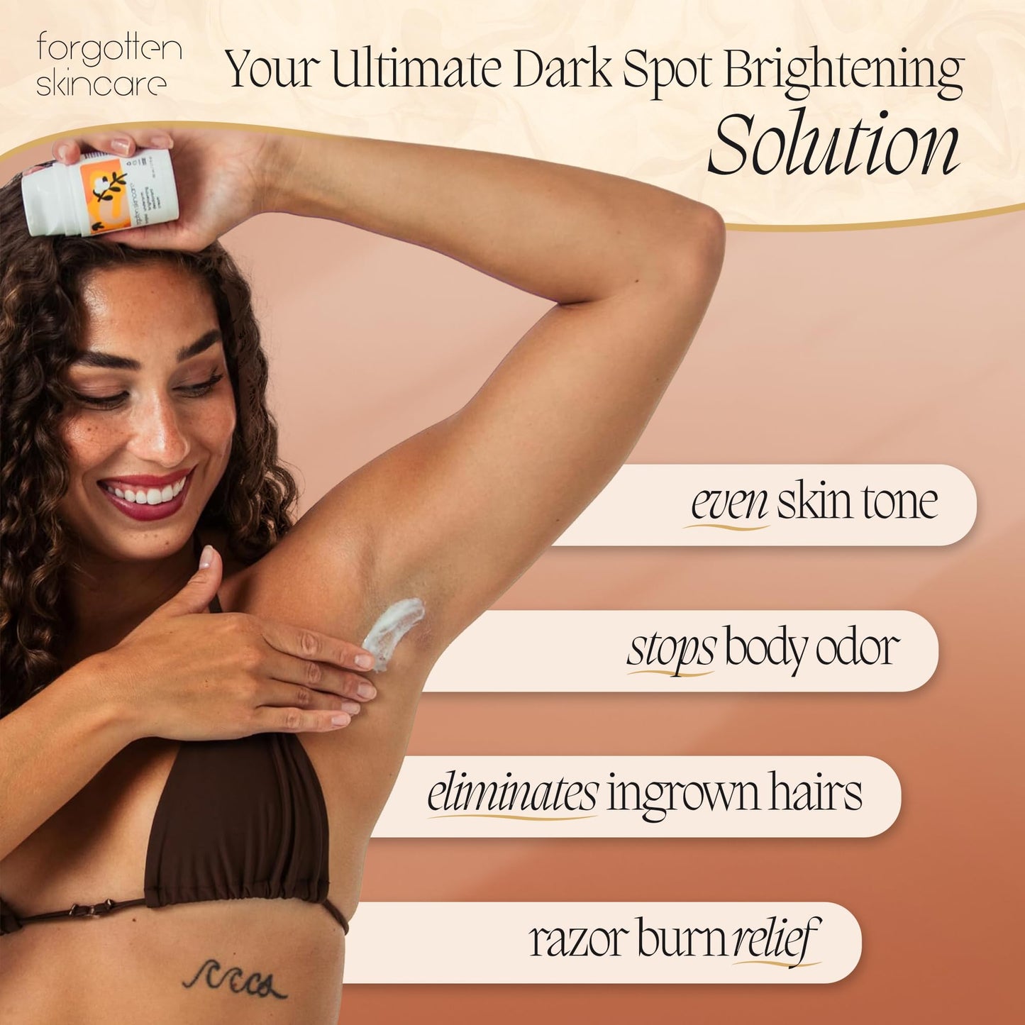 Forgotten Skincare The Original Underarm Brightening Deodorant Cream For Dark Underarms Treatment, Body Odor Eliminator For Women & Men, Ingrown Hair Treatment, Vitamin C & Salicylic Acid