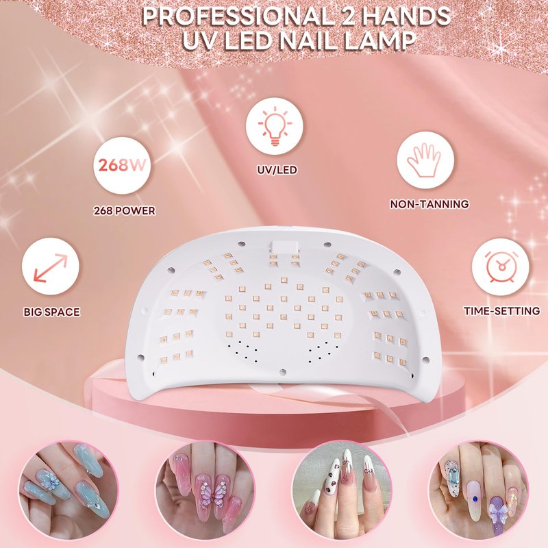 HeerMua Professional UV Light for Nails, 268W LED UV Nail Lamp for Gel Nail Polish with 4-Timer Auto Sensor, Large Space Gel Nail Lamp for 2 Hands with 69 PCS LED Beads, Nail Dryer for Salon & Home