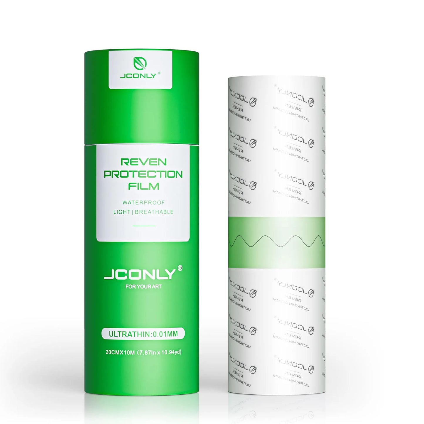 Jconly Reven 8in x 11yd Tattoo Aftercare Bandage Roll - Second Skin Tattoo Cover Up Patch 0.01MM Waterproof Film for Tattoos, 72hr Adhesion & Breathable Healing Patch, Reduces Scabbing