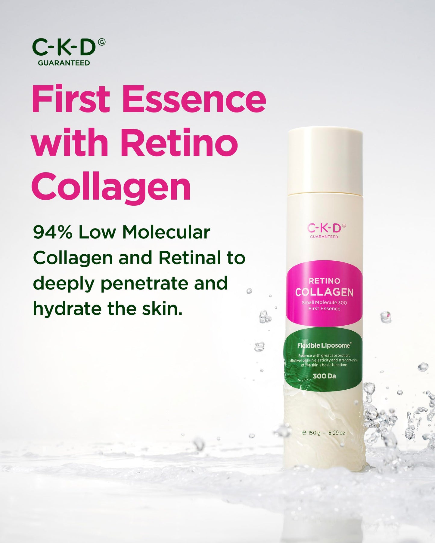 CKD Retinal Collagen First Essence - Daily Face Deep Hydration Essence for Firming, Exfoliation, and Smoother Skin Texture. Collagen Boosting and Youthful Skin. Korean Skin Care. 5.07 fl oz
