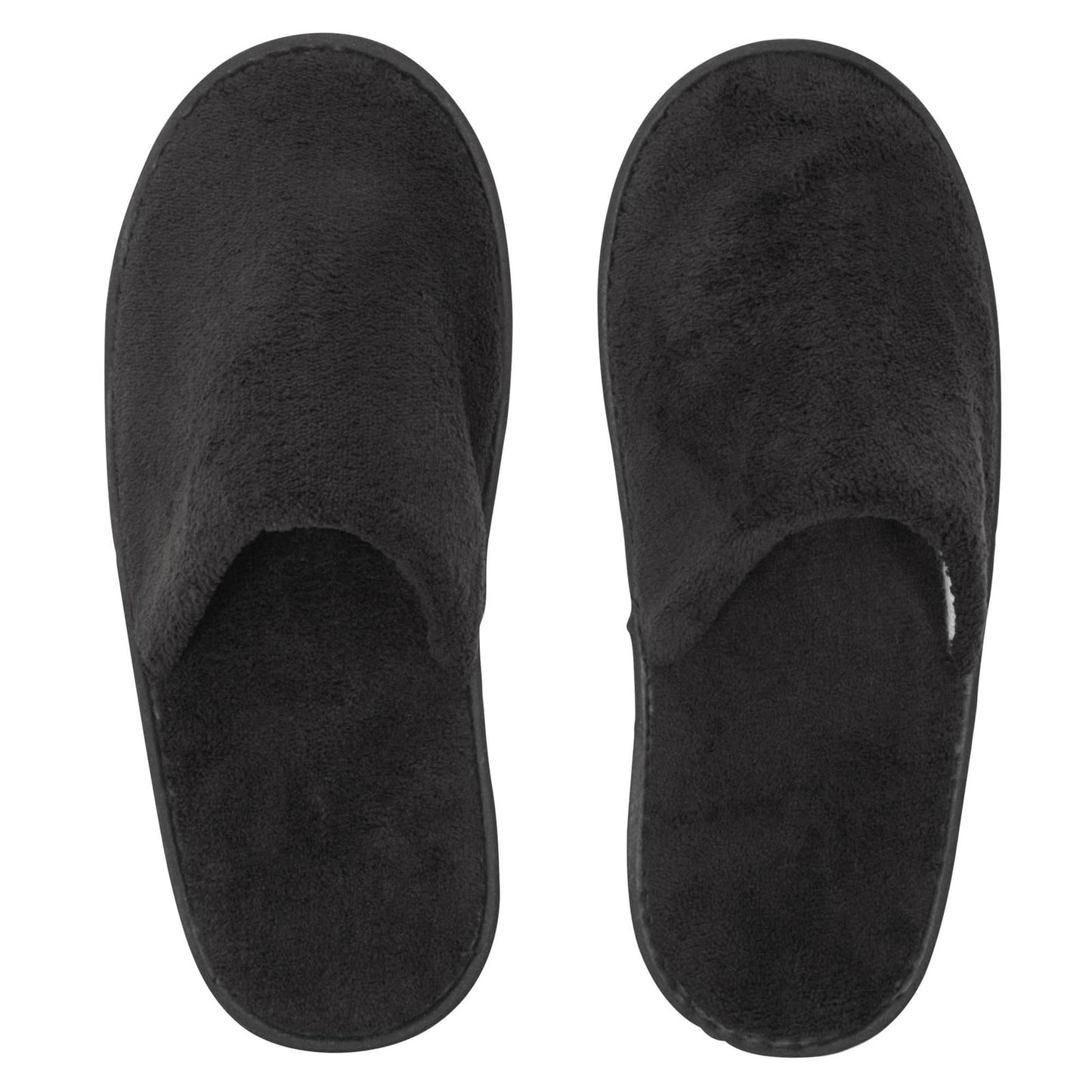 Juvale Disposable Slippers for Guests - Plush-Lined House, Indoor & Travel Slippers - Slip-Resistant Spa Shoes for Women & Men - 12 Pairs, Women 12/Men 11, Black
