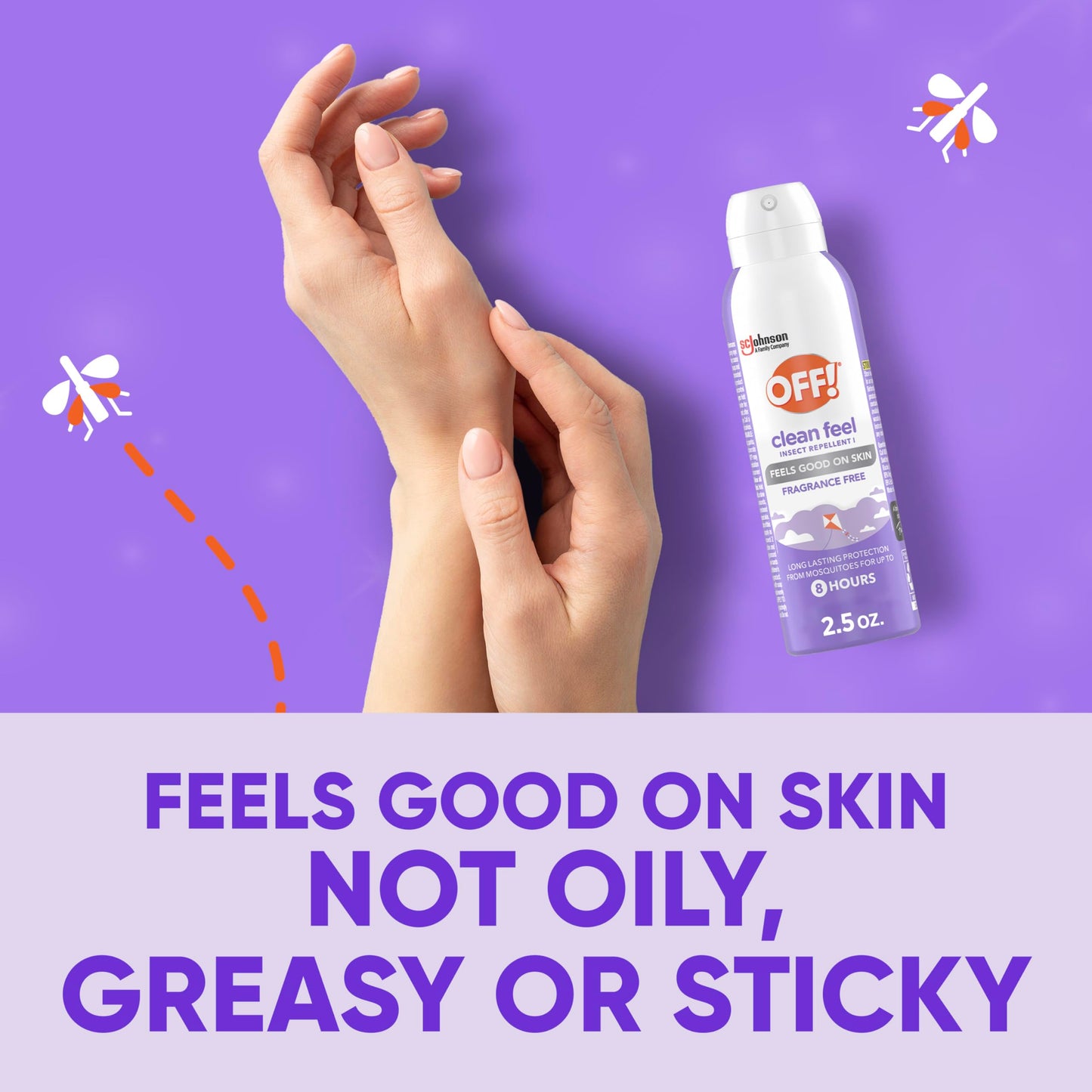OFF! Clean Feel Travel Size Insect Repellent Aerosol with 20% Picaridin - Bug Spray for Long-Lasting DEET-Free Protection from Mosquitoes, Fragrance-Free Pest Control For Ticks & Flies, 2.5 oz