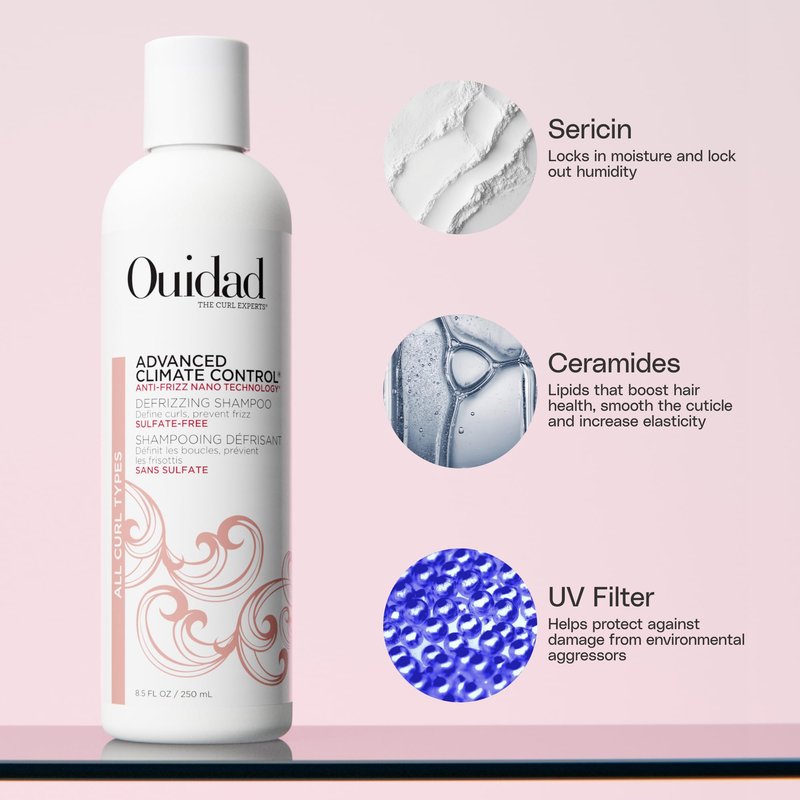 Ouidad Advanced Climate Control Heat & Humidity Styling Kit, Anti Frizz Curly Hair Products to Lock in Moisture & Block Humidity, Flexible, Long-Lasting Hold, No Parabens & Sulfates