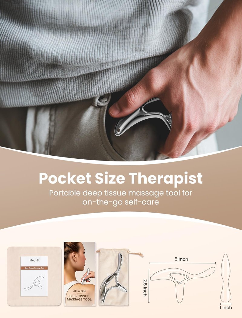 lifechill Trigger Point Massage Tool for Deep Tissue Massage & Gua Sha, HSA Muscle Scraper Tool for Full Body Pain Relief, FSA Eligible Items Thumb Saver Acupressure Tool, Fathers Day Dad Gifts