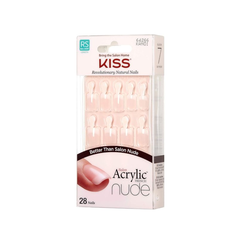 Kiss Salon Acrylic Nude French Nails - 28 Count | Elegant Manicure Set (3 Pack)