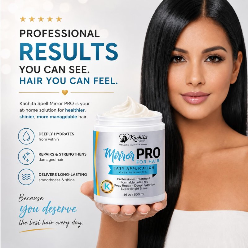 Kachita Spell MirrorPRO Hair Mask Deep Conditioner for Dry Damaged Hair, Intensive Hair Repair Treatment, Hydrating & Gloss Hair Mask, Color-Treated, Anti Frizz Hair Care, Sulfate Free, 16 oz