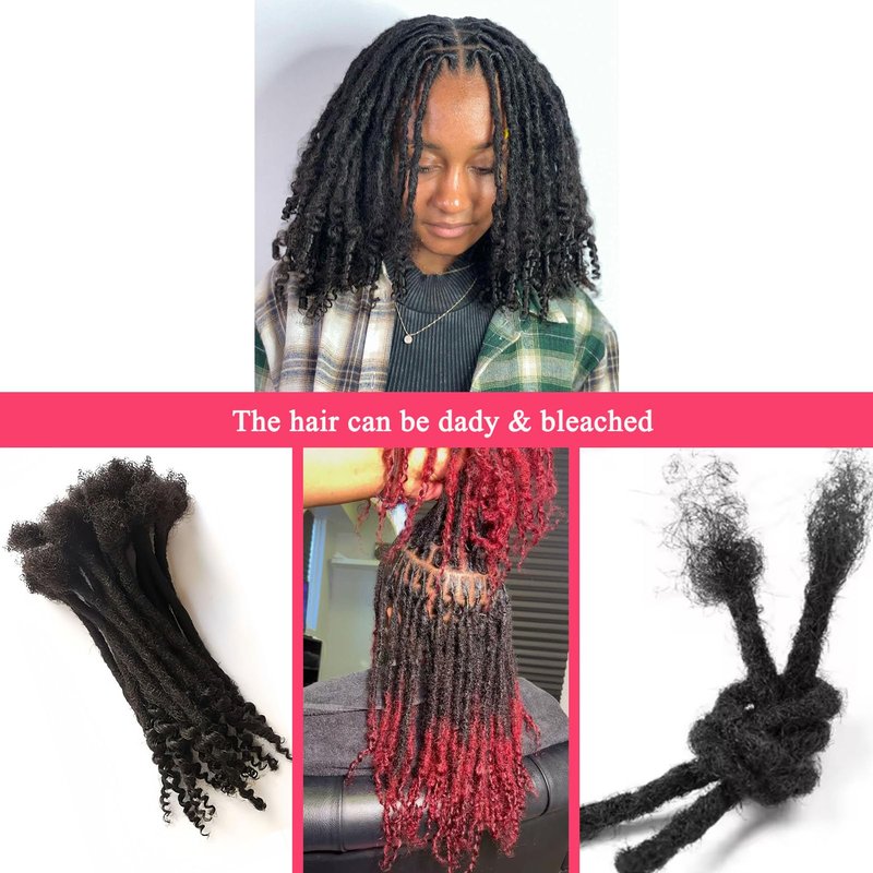 100% Real Human Hair 0.4cm Width 8 Inch Loc extensions Human Hair with Ends 30 Strands per pack Full Handmade Dreadlock Extensions Can be dyed and bleached for Men Women Kids