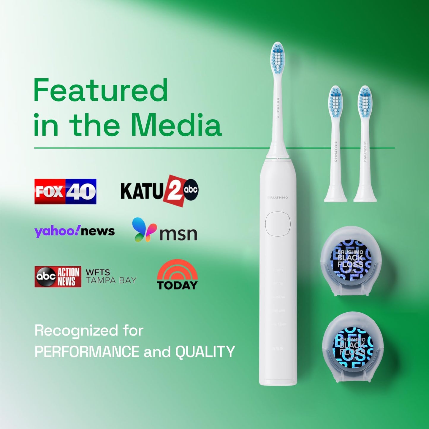 Brushmo Gum Care Sensitive Replacement Toothbrush Heads, Compatible with Philips Sonicare Click-on Toothbrush Handles, 8 Standard Heads, Extra Soft Dupont Bristles for Sensitive Teeth, BM658, White