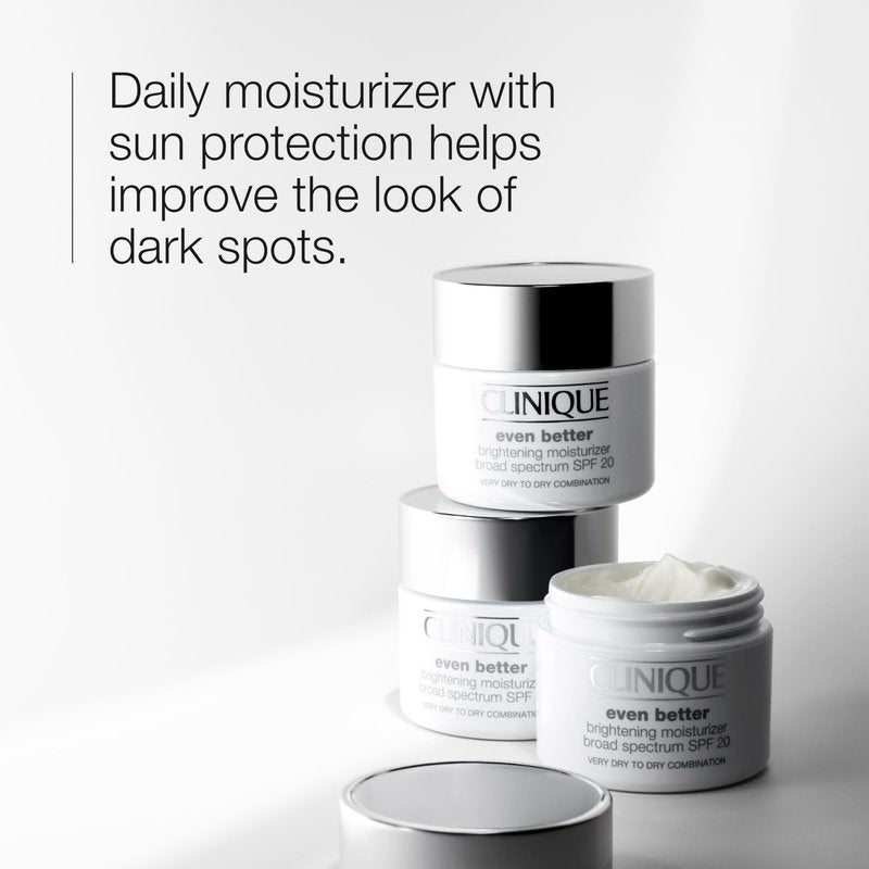 Clinique Even Better Brightening Daily Oil Free Moisturizer SPF 20 For Very Dry to Dry Combination Skin Types | Hydrating + Dark Spot Reducing, 1.7 Fl Oz