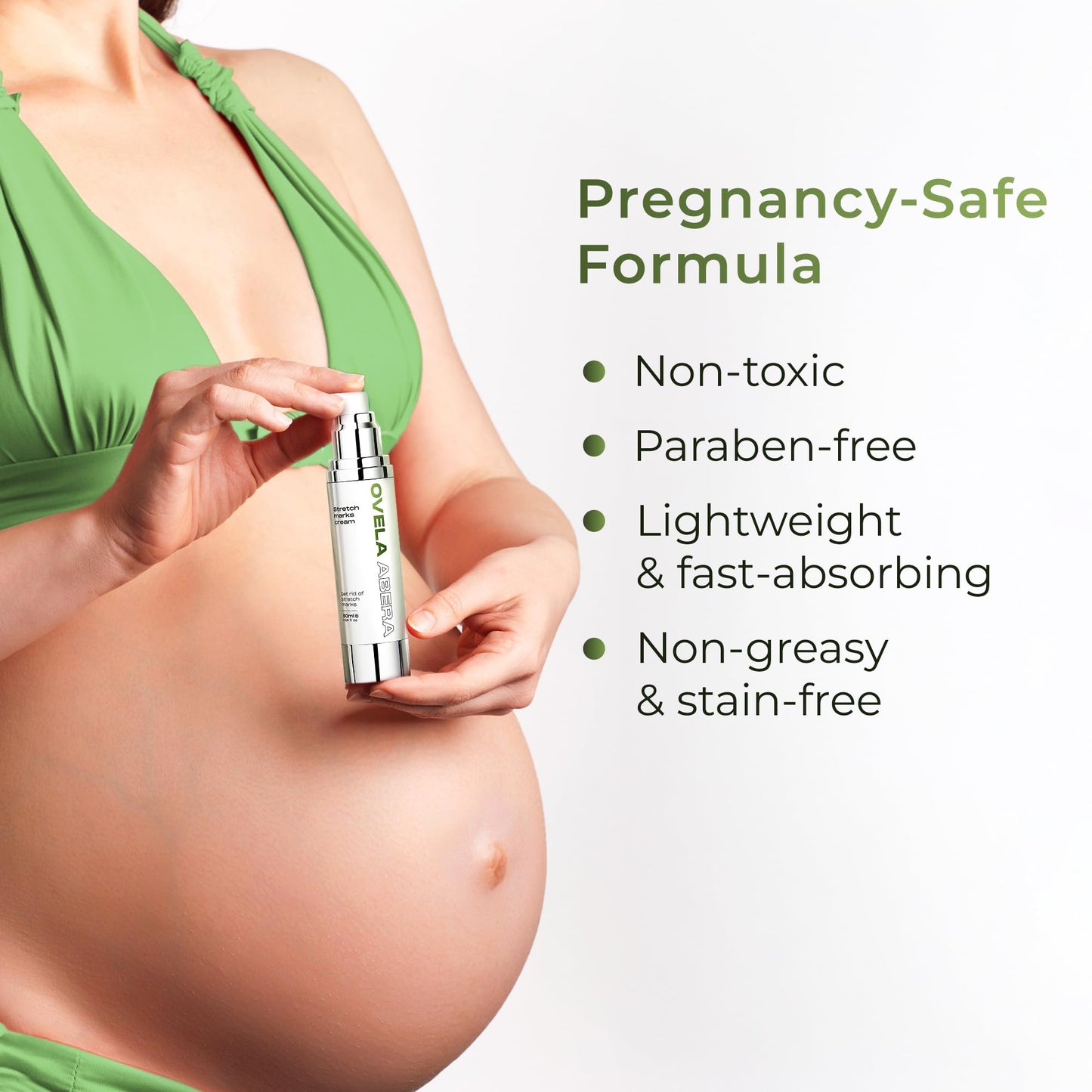Abera Ovela Maternity Stretch Mark Cream for Pregnancy and Weight Fluctuations, Stretch Mark Treatment Pregnancy Must Haves, Deep Stretch Mark Removal, 1.69 fl oz