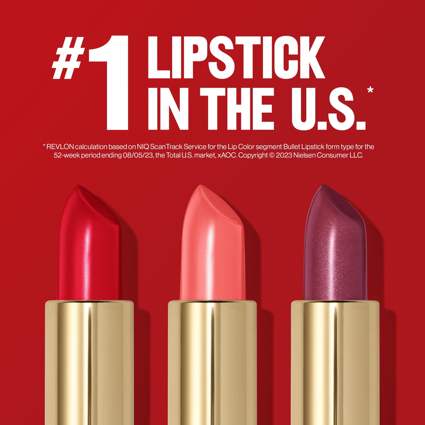REVLON Super Lustrous Lipstick Gift Set, 5-Piece, Creamy Formula, Moisturized Feel, 755 Bare It All, 477 Black Cherry, 535 Rum Raisin, 805 Candied Rose, 810 Uncut Ruby