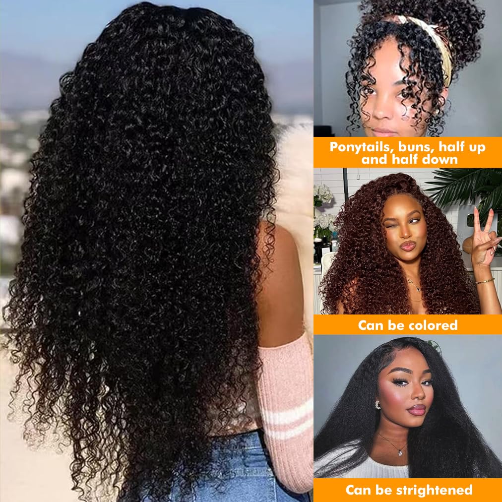 Kinky Curly Human Hair Bundles - 100% Unprocessed Brazilian Virgin Hair | 10, 12, 14 Inch, Natural Black, 3 Bundles for Weave Extensions