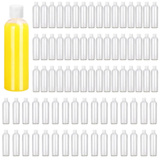KUKLIPJIM 100 Pack 4 oz Plastic Squeeze Bottles with Top Flip Caps, Clear Empty Squeeze Bottles for Lotion, Travel-Friendly Clear Refillable Bottle, BPA-Free for Liquids and Personal Care