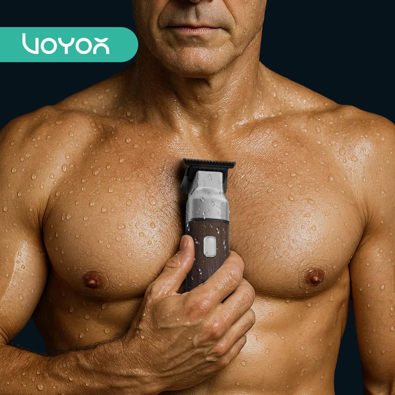 VOYOR Body Hair Trimmer for Men,Electric Razor,Versatile Groin & Body Trimmer,Waterproof and Cordless Shaver, Manscaper for Men, USB-C Charging Groomer,Ceramic Blade Razor Male Grooming HT310 (Black)