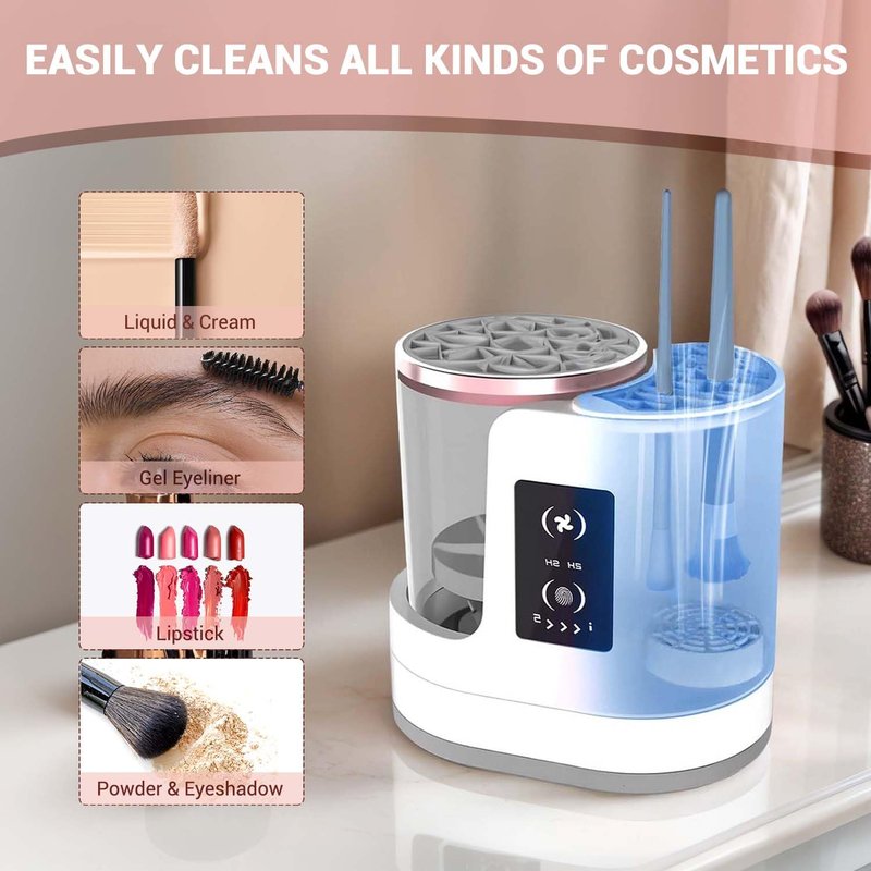 3 IN 1 Electric Makeup Brush Cleaner Machine With Makeup Brush Dryer Holder Portable Automatic USB Cosmetic Brushes Cleaner Tool for All Size Beauty Makeup Brush Set,Contour, Eyeshadow, Blush Brush