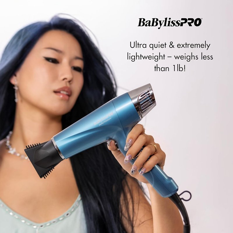 BabylissPRO Nano Titanium Hair Dryer - 1875W Professional Blow Dryer | Lightweight Ionic Technology for Faster, Frizz-Free Drying