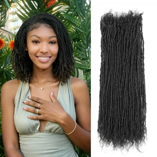 8-12 Inch Sister locks Human Hair Handmade Interlock Locs Curly Tips Sister Loc Real Human Hair Microlocs Extensions Permanent Dreadlock Extensions Natural Soft Looking (0.1cm,10 Inch-10 Strands)