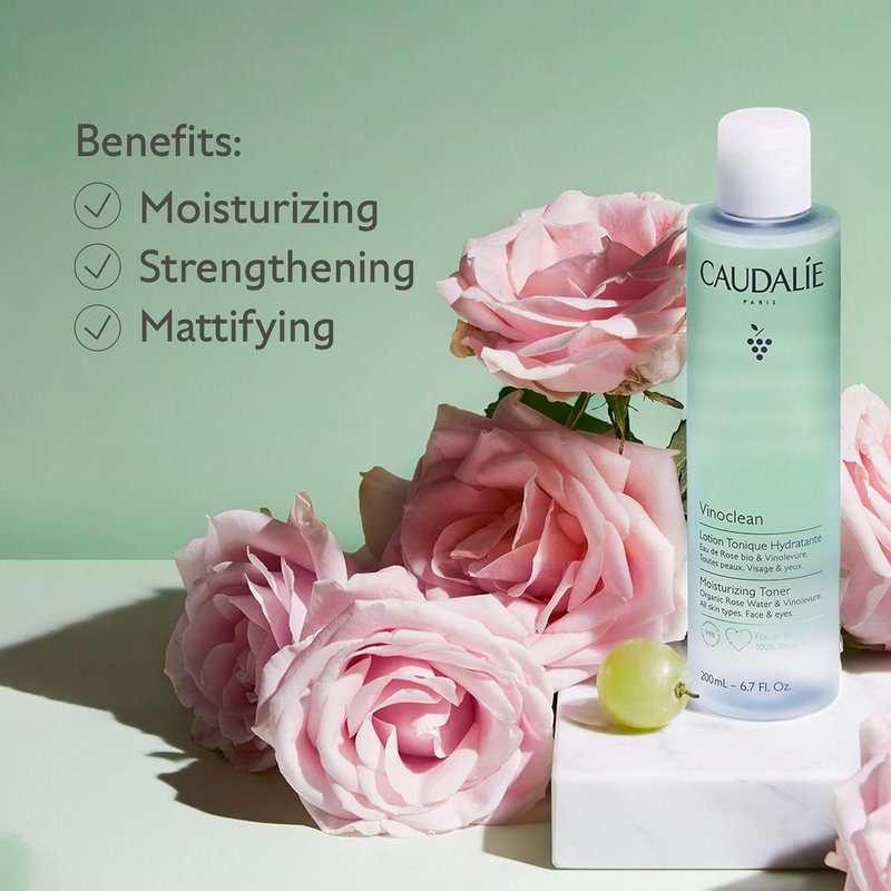 Caudalie Vinoclean Moisturizing Toner - Hydrating Rose Water Formula for All Skin Types