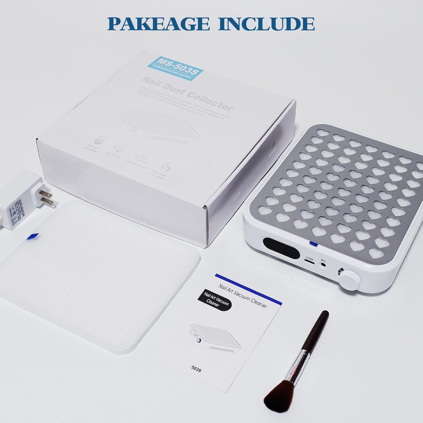Rechargeable Nail Dust Collector - Professional LED Display with Adjustable Speed | 2 Reusable Filters for Acrylic Nails