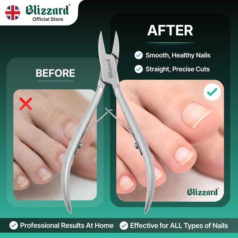 Blizzard Ingrown Toenail Clippers - Podiatrist Toe Nail Clippers for Thick Nails for Seniors - German Forged Nail Cutter - Ingrowing Nail Clippers for Men with Toenail File - 5" Straight Head