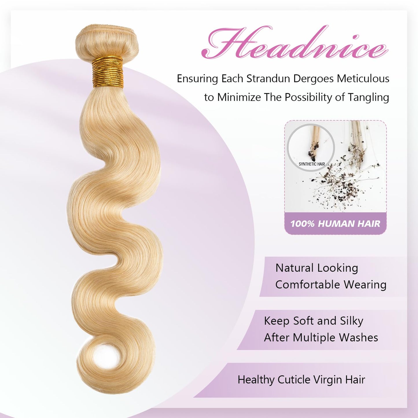613 Blonde Bundles Human Hair Body Wave Single Bundle 18 Inch 12A Grade 100% Unprocessed Human Hair Brazilian Virgin Hair Weave 613 Body Wave Bundles Machine Double Weft 100G