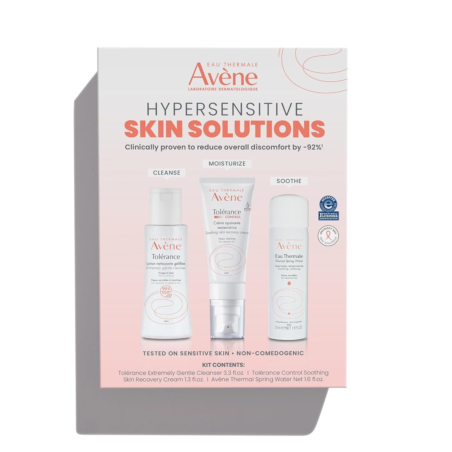 Avène Hypersensitive Skin Starter Kit - Complete Care Routine with Cream, Cleanser & Spray