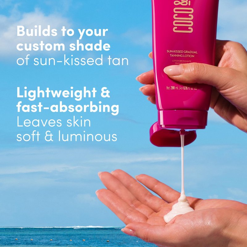 Coco & Eve Gradual Tanning Lotion - Streak-Free Hydrating Sunless Self Tanner, Fast-Drying Buildable Natural Glow, Infused with Moisturizing Hyaluronic Acid, Vegan, Cruelty Free | 6.76 Fl Oz