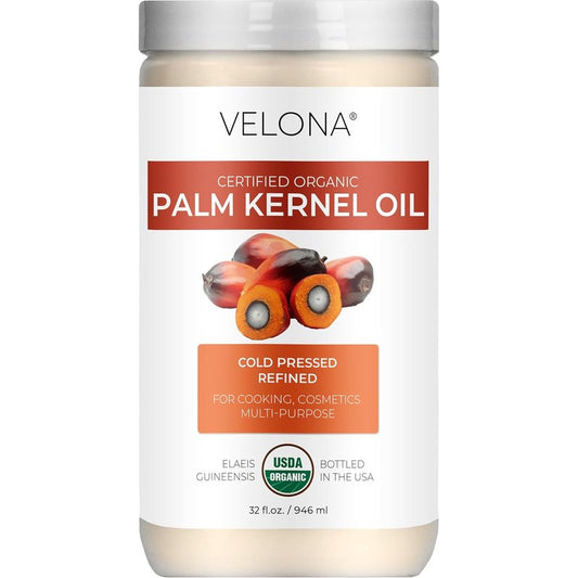 Organic Palm Kernel Oil - 100% Pure Cold Pressed Carrier Oil | 32 Fl Oz for Face, Hair & Skin Care