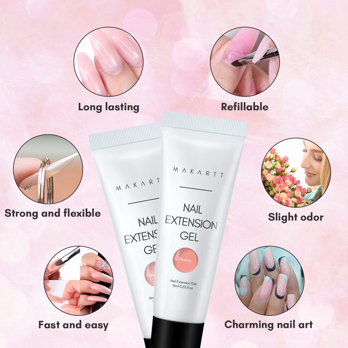 Makartt Poly Nail Extension Gel 50ML Nude Nature Day-dream Bundle with Makartt Poly Nail Gel Kit Neutral 4 Colors 15ML