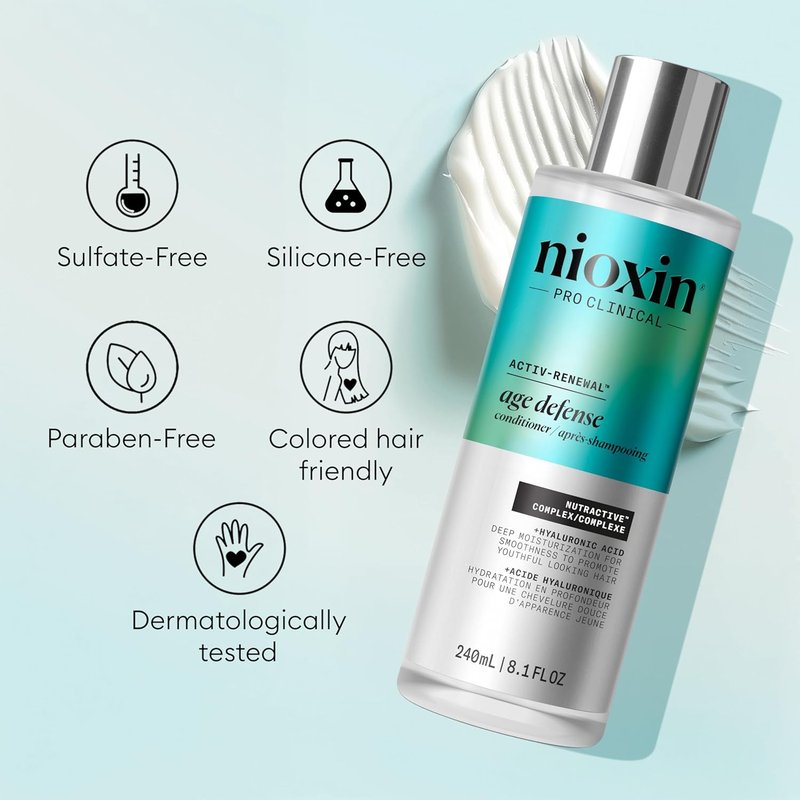 Nioxin Age Defense Conditioner for Aging Hair - Strengthening & Moisturizing with Hyaluronic Acid | Paraben & Sulfate-Free