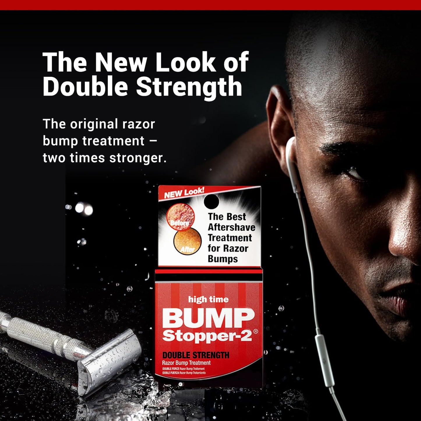 High Time Bump Stopper 2 Double Strength Ingrown Hair Cream for Face and Body | Aftershave Lotion for Men and Women | Razor Bump Balm | 0.5 OZ (5 Pack)