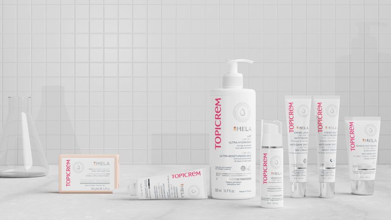 GIGATEMP Topicrem - Mela, Lait Unifiant Ultra Hydratant Corps - Hydrate 24h, Unifie le Teint, Corrige et Prévient l’Apparition des Taches Texture Onctueuse Peaux Sensibles Nouvelle Formule 500ml