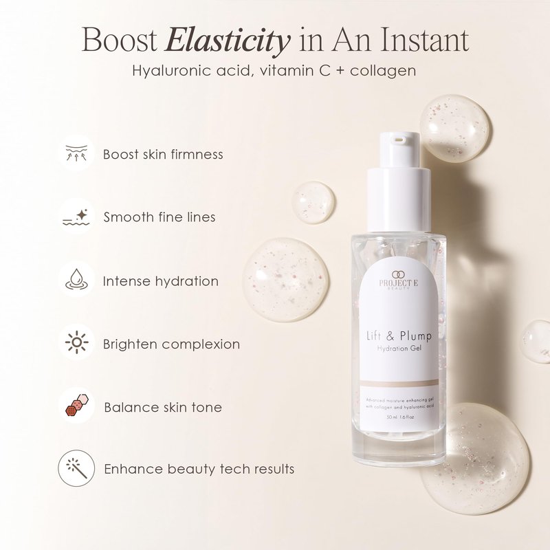 Lift & Plump Hydration Gel by Project E Beauty | 24-Hour Hydration | Anti-Aging Pore Tightening Treatment | Hydrating & Moisturizing Facial Skincare | Fine Lines and Wrinkles | 50ml